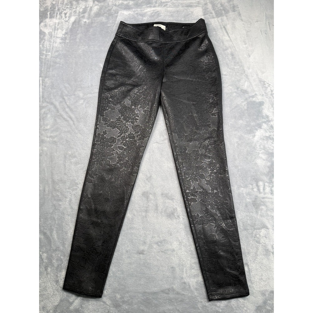 Abercrombie & Fitch Leggings Womens Medium Black Floral Stretch Gym Ankle Zip
